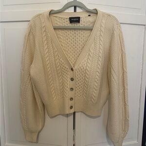 The Kooples Beige Cable Knit Cardigan